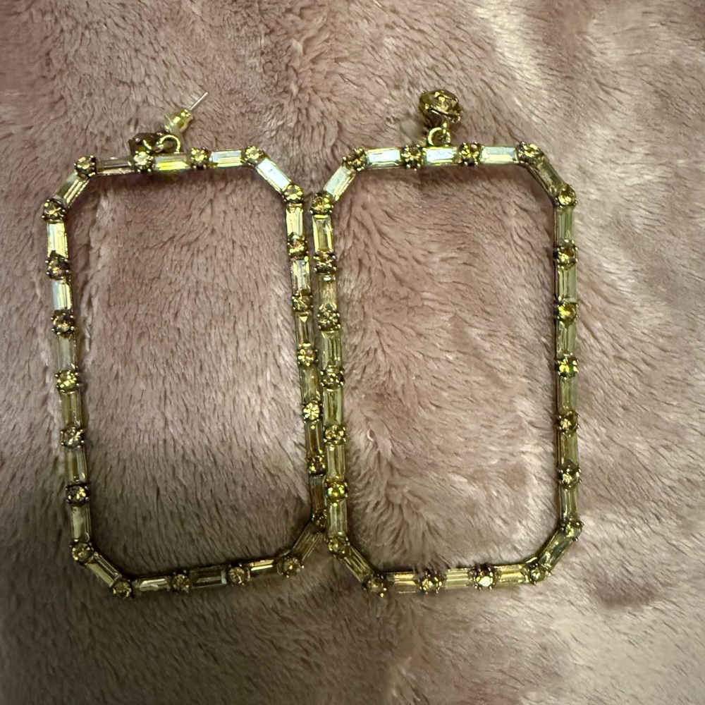 Jewelry Bundle Gold-Tone Rectangular Crystal Hoop… - image 1